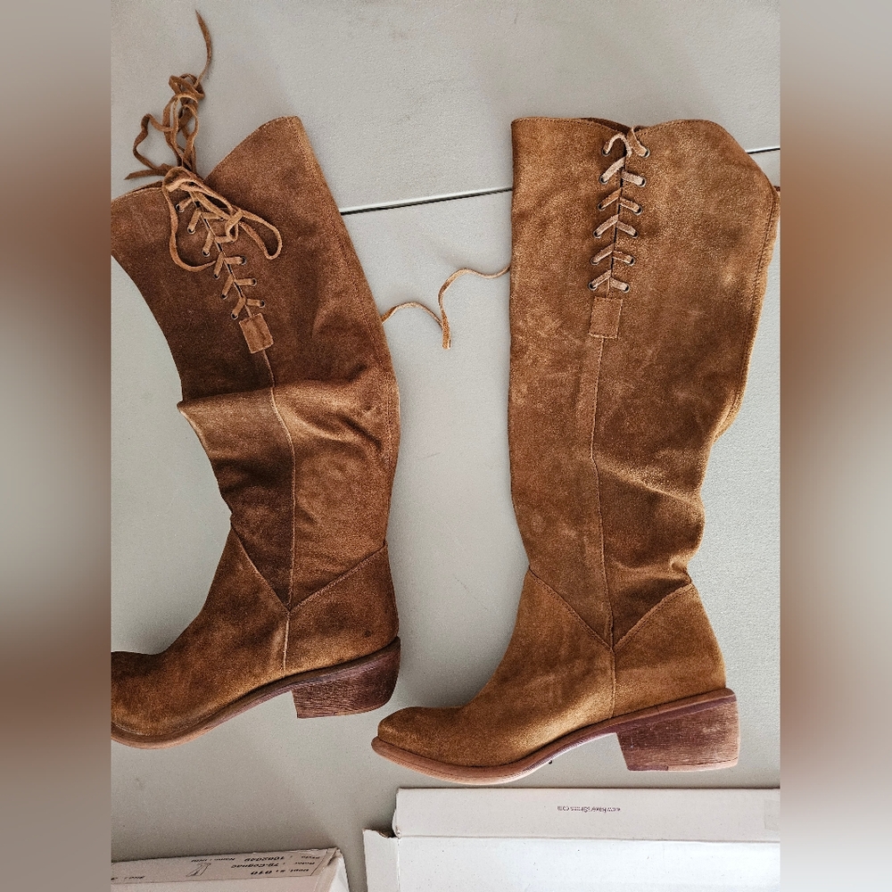 Bakers Brown Lace Up Boots with Suede Finish Cognac Indi Made In India
